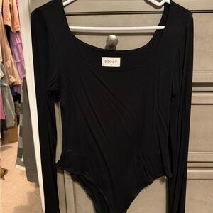 Story Black Long Sleeve Bodysuit